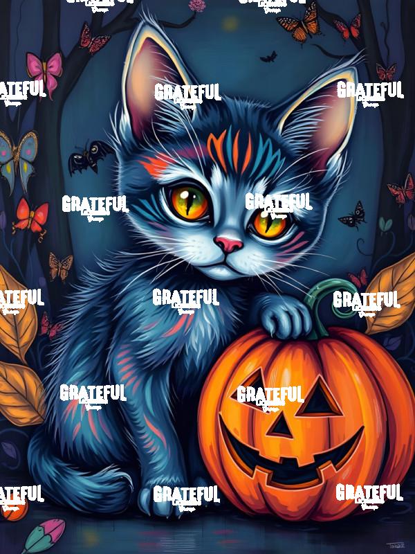 Halloween Kitten with Butterflies