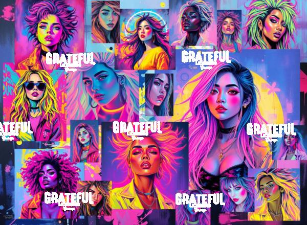 Retro Neon Pinups Collage