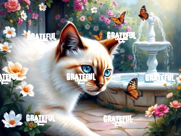 Ragdoll Cat and Butterflies