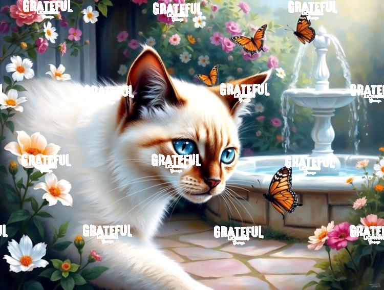 Ragdoll Cat and Butterflies
