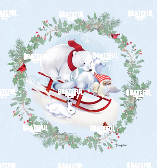Snow Sledding Animals