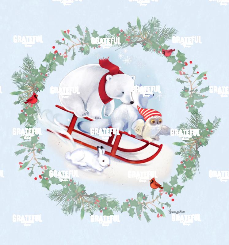 Snow Sledding Animals