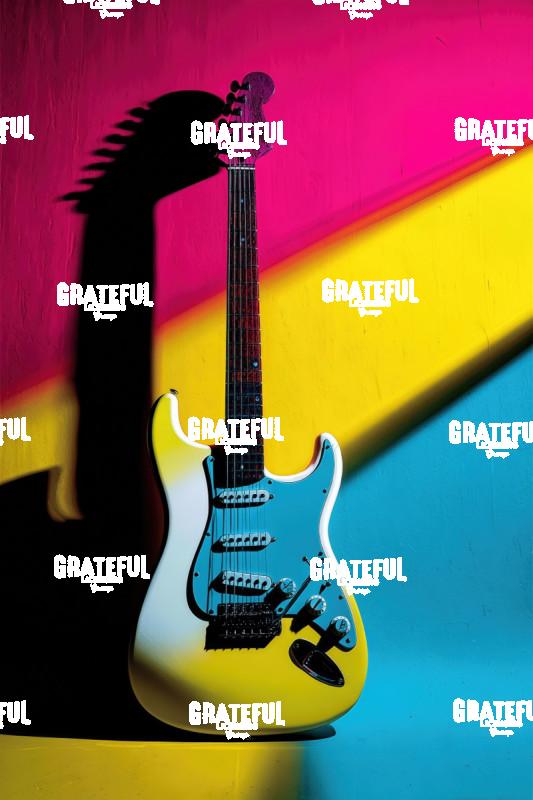 Electric Guitar Pink Yellow Blue