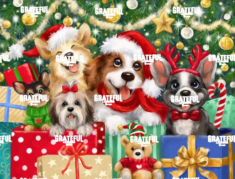 Happy Dogs with Christmas Presents