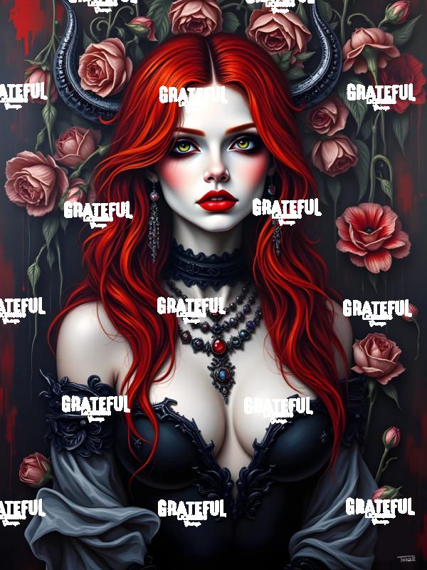 The Devil Is In The Details (Red Haired Goth Pinup)