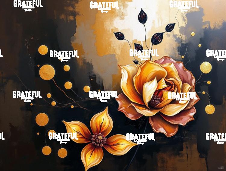 Copper and Gold Earthtone Modern Florals