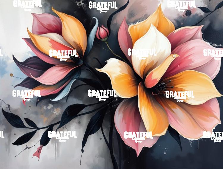 Black and Pink Abstract Floral