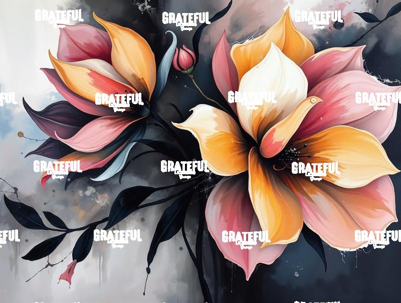 Black and Pink Abstract Floral