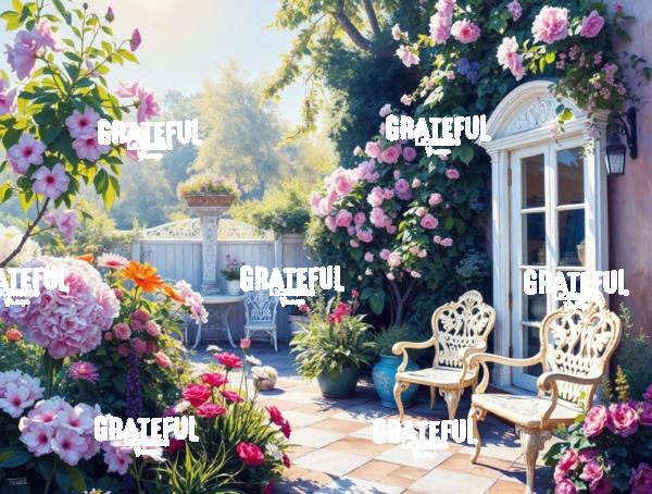 Vintage Chairs In A Summer Garden