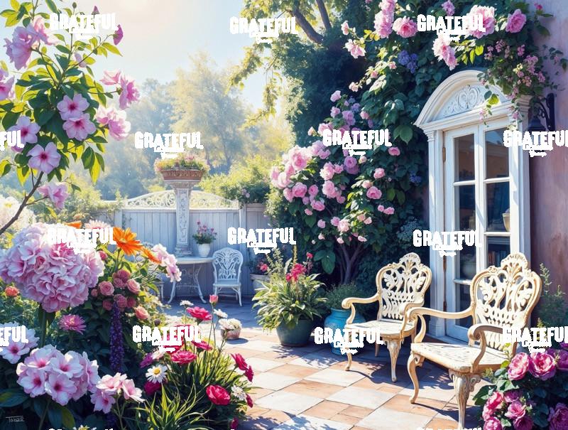 Vintage Chairs In A Summer Garden