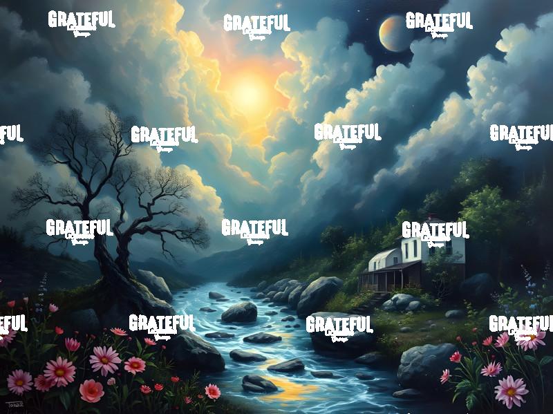 White House By The River On A Summer Evening