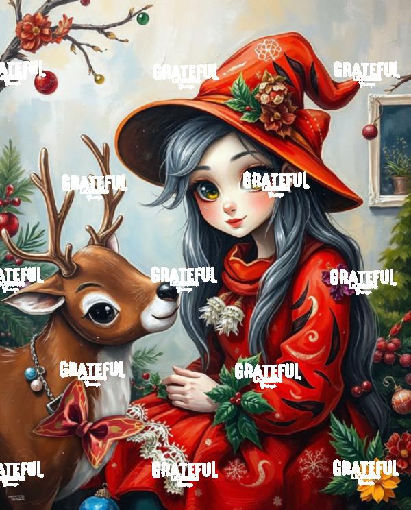 Christmas Elf With Her Reindeer
