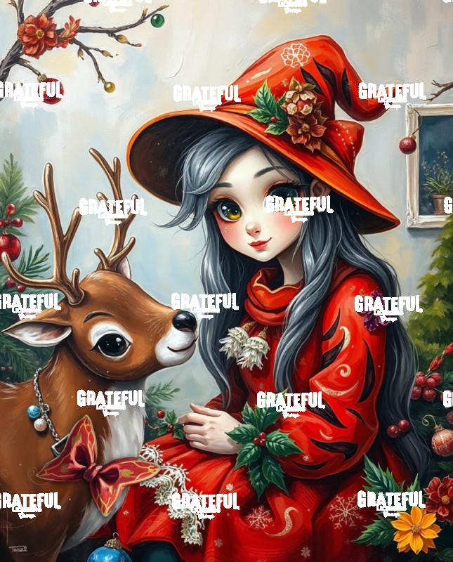 Christmas Elf With Her Reindeer