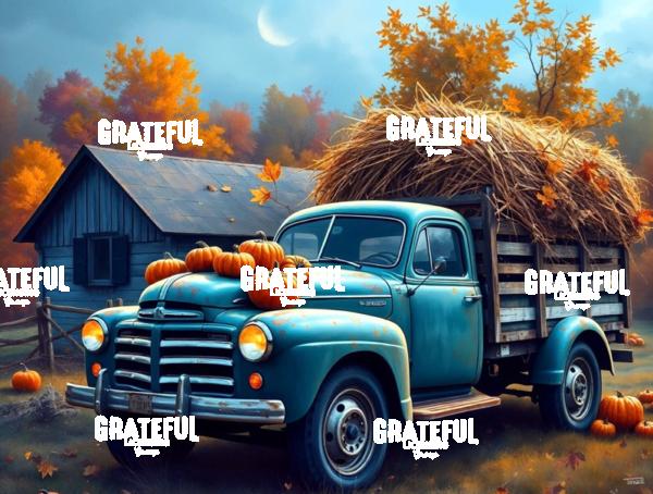Harvest Hayride In An Old Truck