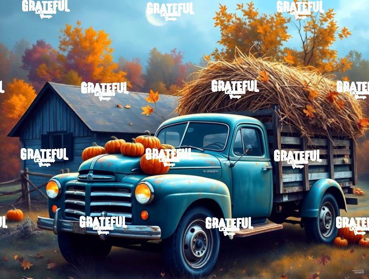 Harvest Hayride In An Old Truck