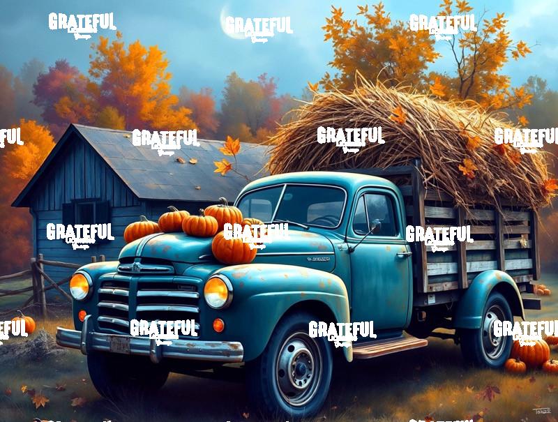 Harvest Hayride In An Old Truck