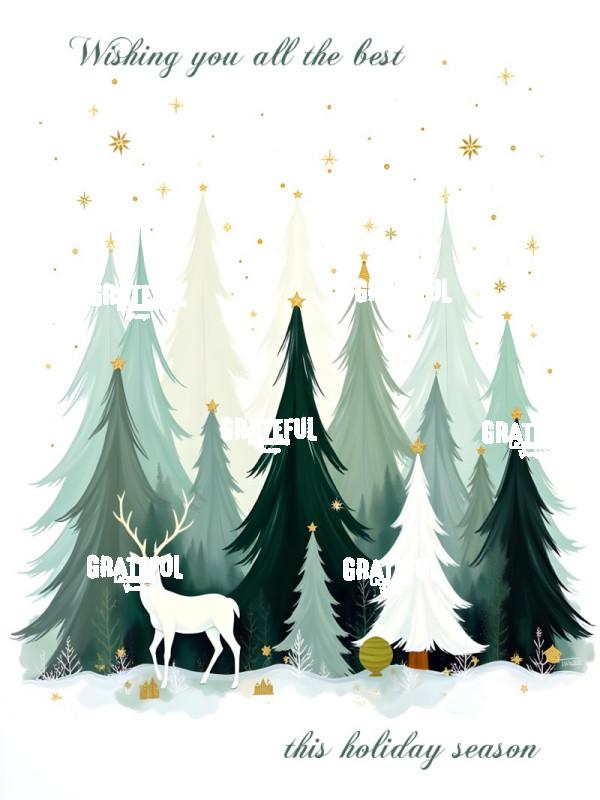 Green Christmas Trees With Reindeer