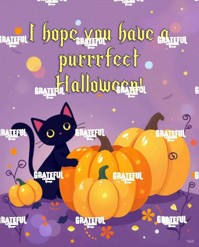 Purrrfect Halloween Kitten with Pumpkins