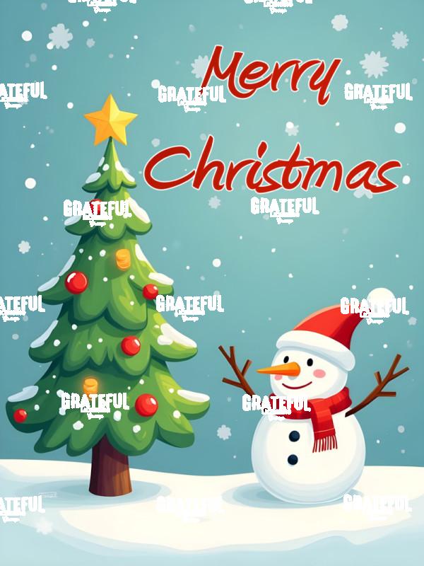 Merry Christmas Tree and Snowman
