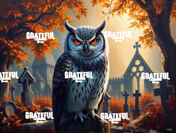 Autumn Owl In a Graveyard