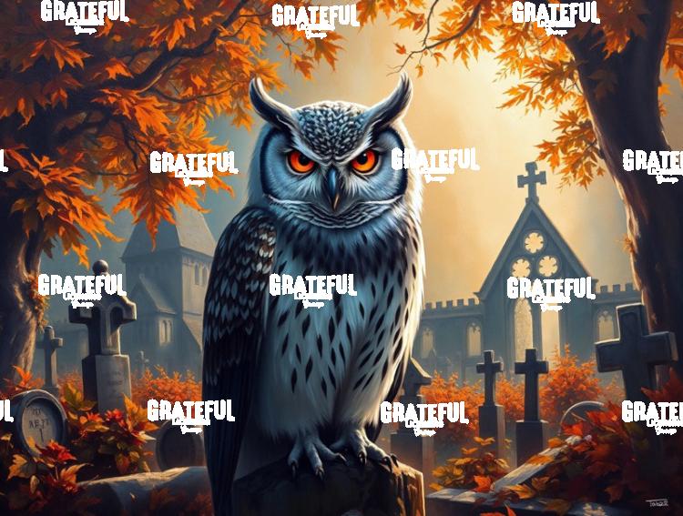 Autumn Owl In a Graveyard