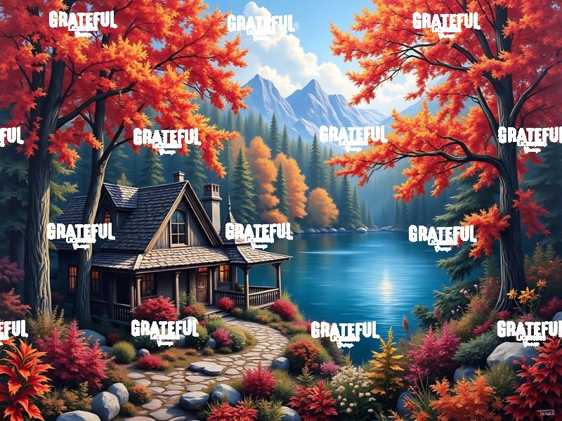 Autumn Cabin By The Lake