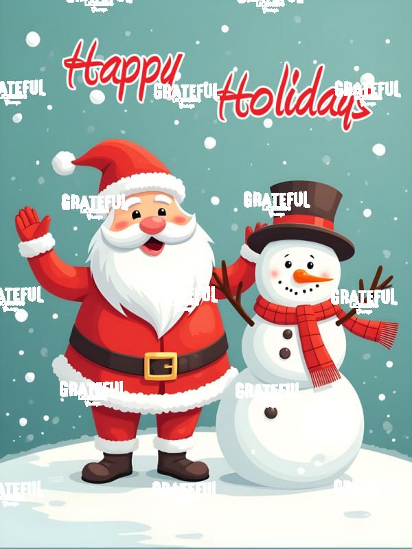 Happy Holidays Santa and Snowman