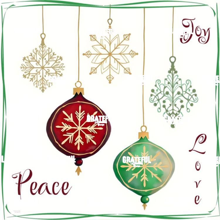 Peace Joy Love Watercolor Ornaments