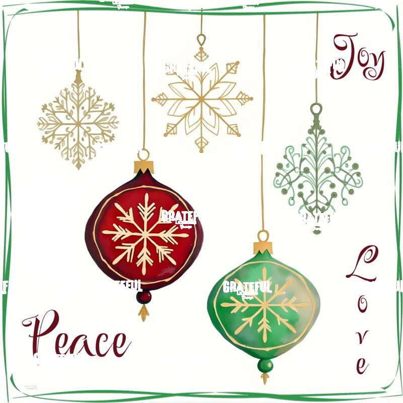 Peace Joy Love Watercolor Ornaments
