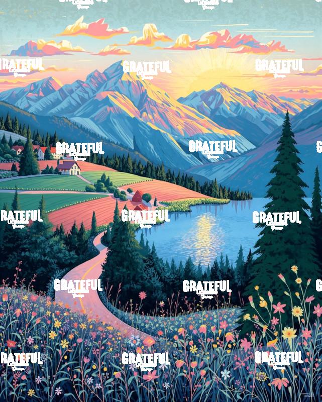 Sunrise Farms On A Winding Road