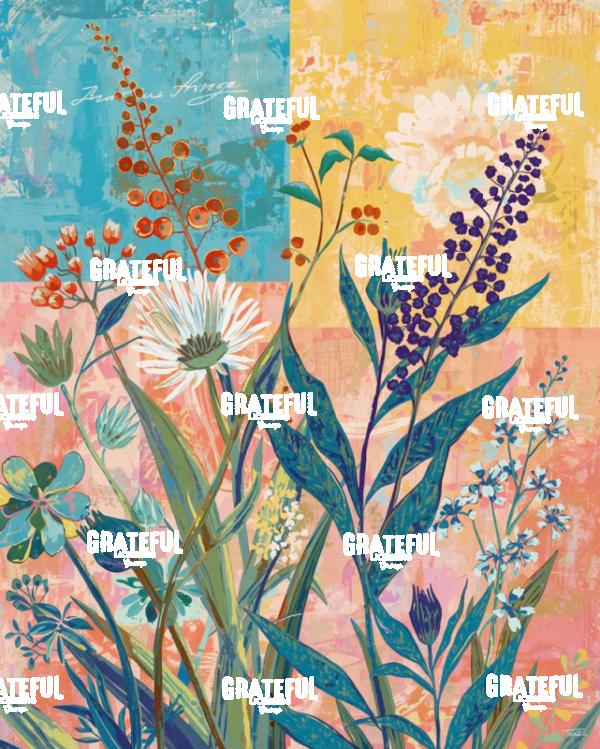 Wildflowers On A Colorblock Background