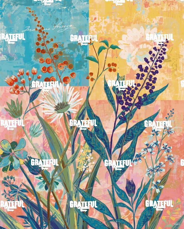 Wildflowers On A Colorblock Background
