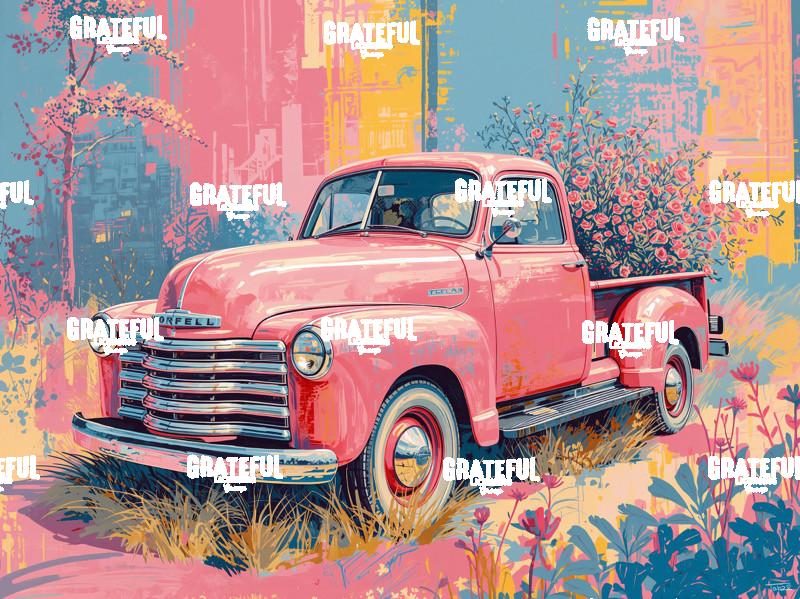 Vintage Truck and Roses