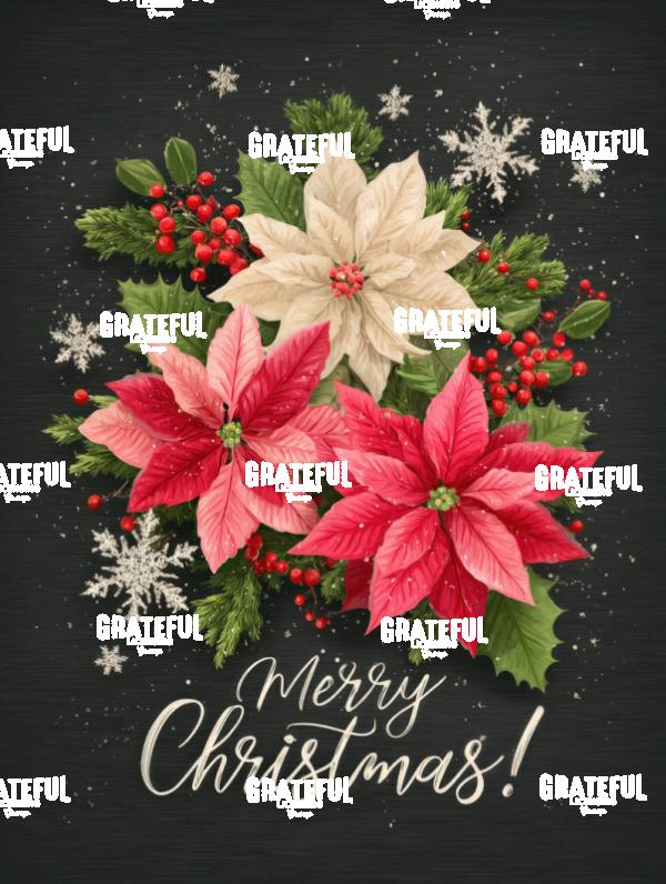 Merry Christmas, Holly and Poinsettia