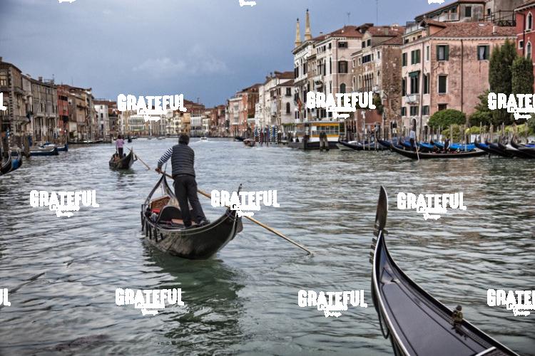 Gondolas in the Grand Canal in Venice