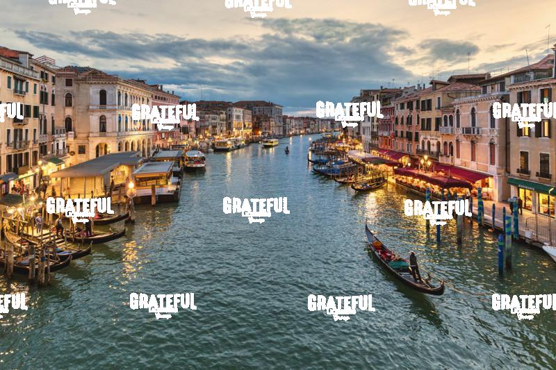 Gondolas in the Grand Canal Venice Italy