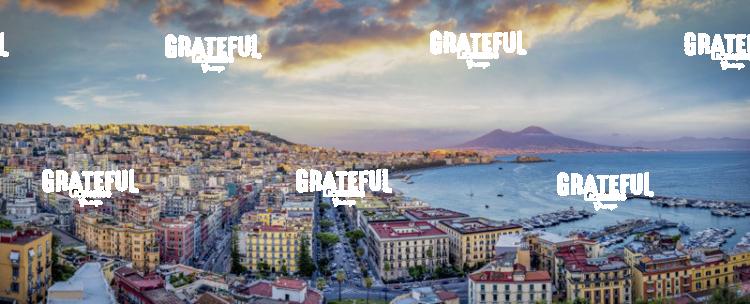 Panorama of Naples, Italy at sunset