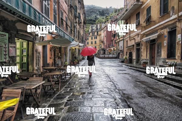 Woman with Red Umbrella in Vernazza