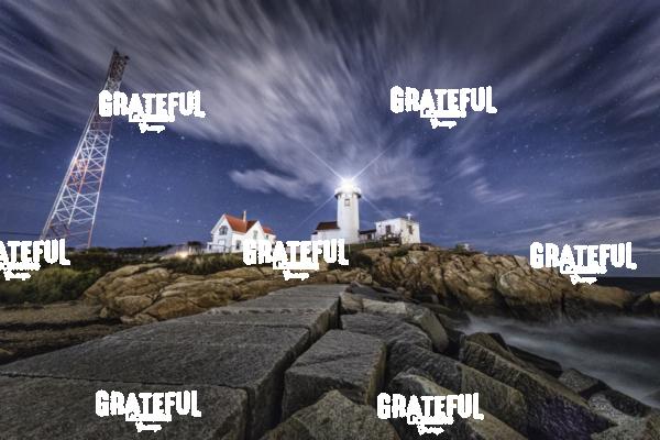 Eastern Point lighthouse in Massachusetts after dark