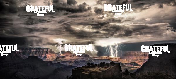 Lightning storm at night over the Grand Canyon