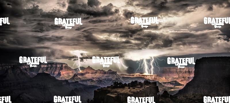Lightning storm at night over the Grand Canyon