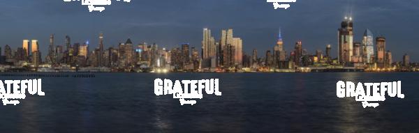 Panorama of New York City skyline at sunset
