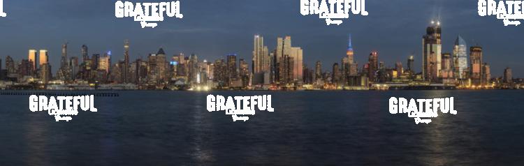 Panorama of New York City skyline at sunset