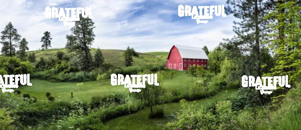 Red barn and gardens in the Palouse, Washington