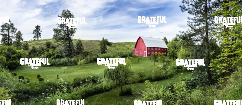 Red barn and gardens in the Palouse, Washington