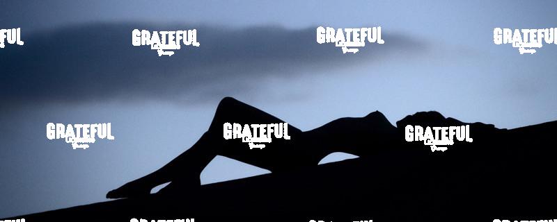 Silhouette of a nude woman outdoors at dusk