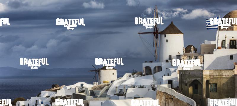 Sunset at Oia, on the island of Santorini, Greece