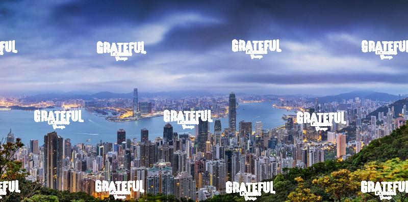 Panorama of Hong Kong Harbor from above