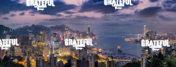 Panorama of Hong Kong Harbor after dark