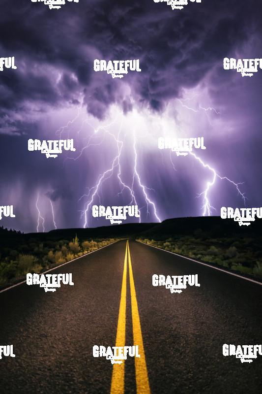 Lightning Storm over Mountain Road